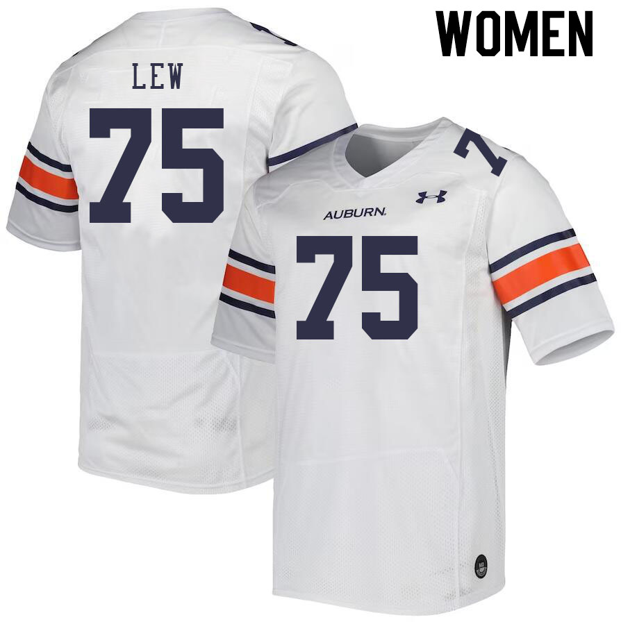 Women #75 Connor Lew Auburn Tigers College Football Jerseys Stitched-White